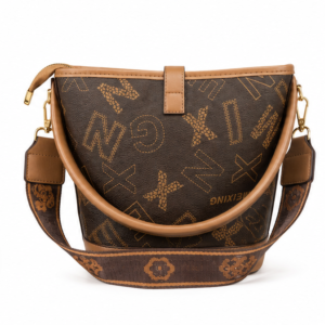 Bolsa estampada marrom e caramelo Super Style