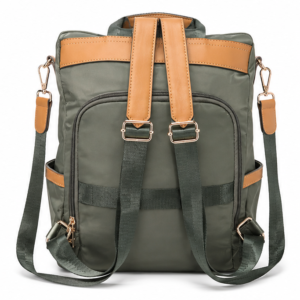 Mochila verde militar com detalhes em caramelo  Chenson