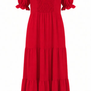 Vestido vermelho escarlete de alfaitaria