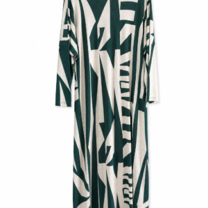 Vestido grafismo areia e verde pinho  de viscose