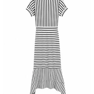 Vestido listrada preto e branco de poliéster/elastano