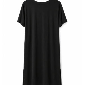 Vestido preto com bolso (manga curta) de viscose