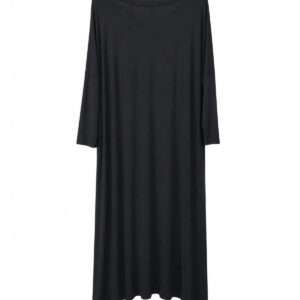 Vestido preto com bolso (manga longa) de viscose