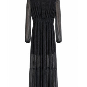 Vestido preto com listras prateados  Importada