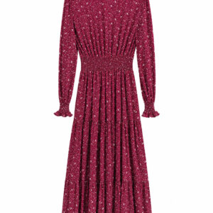 Vestido marsala estampada com flores brancas  Importada