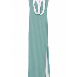 Vestido verde água/branco tubinho Importada