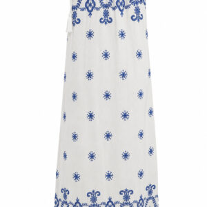 Vestido linho com azul bordado Importada