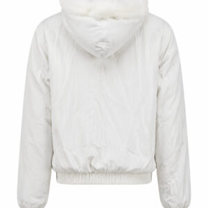Blusa jaqueta corta-vento bomber branca com capuz  Importada