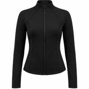 Blusa fitness preta ajustada com gola alta Importada