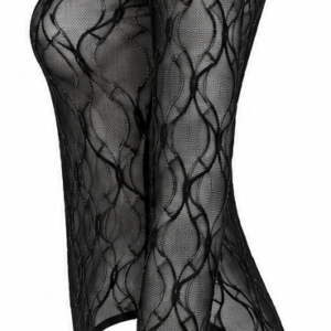 Blusa body em tule preto bordado com transparência e manga longa  Importada