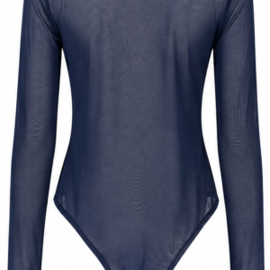 Blusa body azul marinho em tule com  transparência de manga longa  Importada