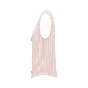 Blusa Colete Listrado Moletinho com Abotamento Frontal e Decote V
