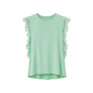 Blusa Sem Manga com Bordados de Renda