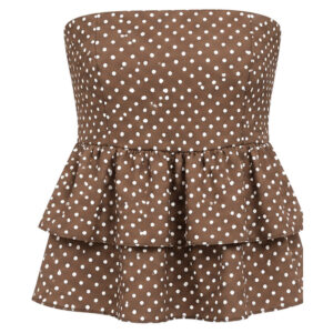 Blusa Top Tomara Que Caia de Poá com Babados Duplos