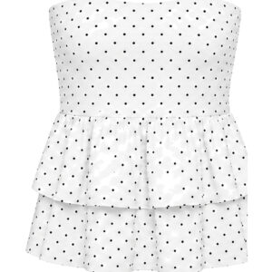 Blusa Top Tomara Que Caia de Poá com Babados Duplos