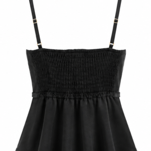 Blusa Regata Peplum de Alça com Cinto e Fivela Metálica Dourada
