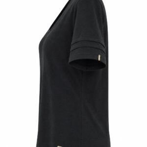 Blusa Patrícia Manga Curta com Decote V e Detalhes de Dobras nas Mangas