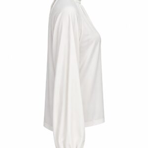 Blusa Marina Ribeiro de Manga Longa com Gola Alta Drapeada