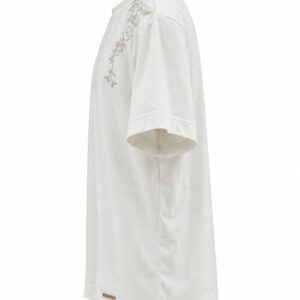 Blusa Aretusa de Manga Curta com Bordados Florais nos Ombros