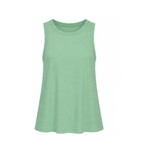 Blusa Regata Canelada com Modelagem Evasê e Gola Redonda