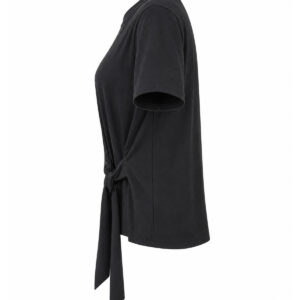 Blusa Sidneya de Manga Curta com Recorte Diagonal e Laço Lateral