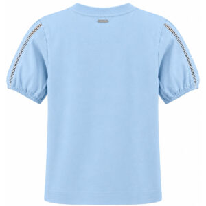 Blusa Edina de Manga Curta com Bordado Ornamental e Detalhes Vazados nas Mangas