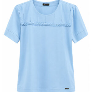 Blusa Érica de Manga Curta com Detalhe Trançado Importada