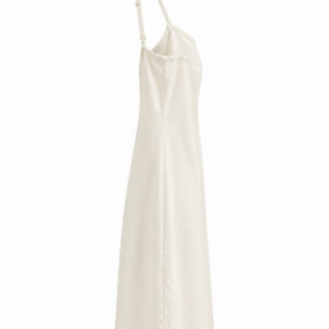 Vestido Conjunto Edilaine Curto Slip Dress Off-White de Alças Finas