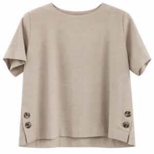 Blusa com Mangas Curtas e Botões Decorativos nas Laterais