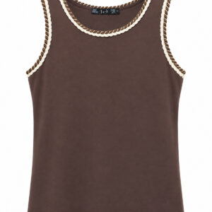 Blusa Regata com Detalhe de Passamanaria nas Cavas e Decote