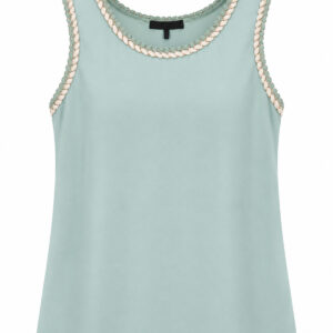Blusa Regata com Detalhe de Passamanaria nas Cavas e Decote