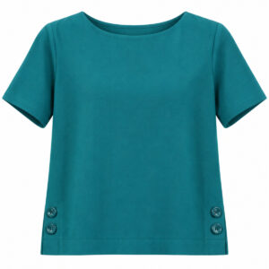 Blusa com Mangas Curtas e Botões Decorativos na Barra