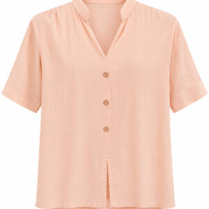 Blusa com Botões Frontais e Gola Padre
