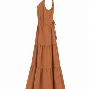 Vestido Midi com Recortes em Camadas e Alças Finas