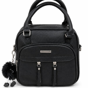 Bolsa Transversal com Bolsos Frontais e Chaveiro Pompons