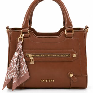 Bolsa Tote com Bolso Frontal com Zíper e Lenço Estampado