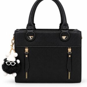 Bolsa Tote Estruturada com Zíperes Frontais e Chaveiro Pompom