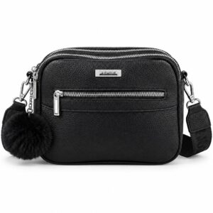 Bolsa Transversal Dupla com Bolso Frontal e Chaveiro Pompom
