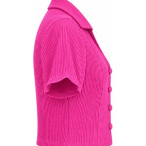 Blusa Larissa Curta com Botões Frontais e Gola Lapela