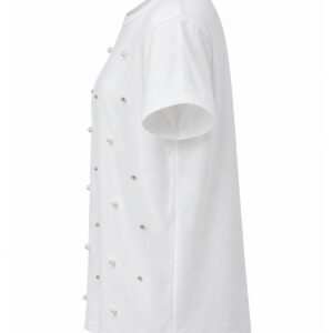 Blusa Branca com Aplicação de Pérolas e Strass