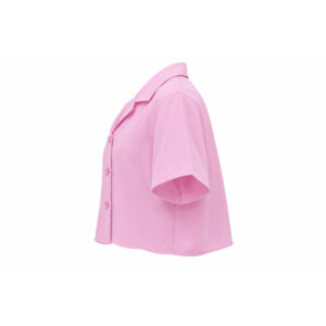 Blusa Cropped de Botões com Gola Lapela